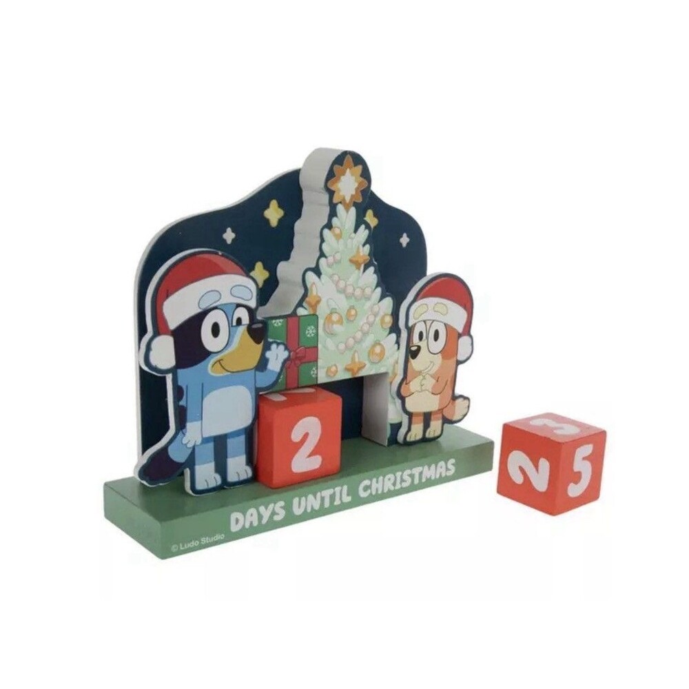 Bluey & Bingo Red Blue Christmas Countdown Perpetual Tabletop Calendar NEW - Picture 4 of 5